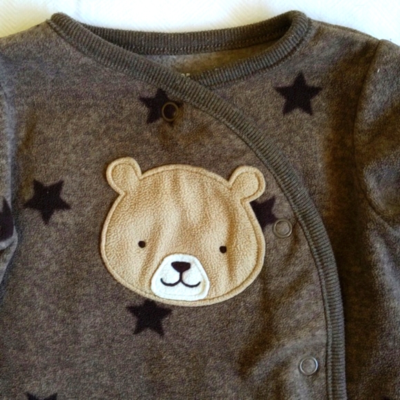 child of mine by carter's bear face fleece snap footie sleeper pajamas 6 months - Picture 2 of 6